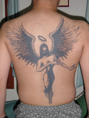  of the angel's wings applied in the form of an eyecatching tattoo