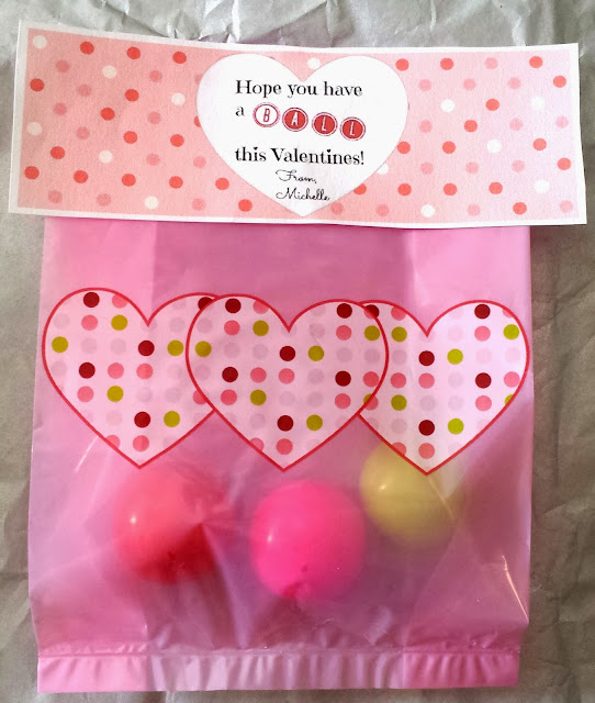 bouncy ball valentines day bag craft idea