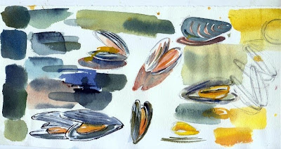 Moules watercolor by Carol Gillott