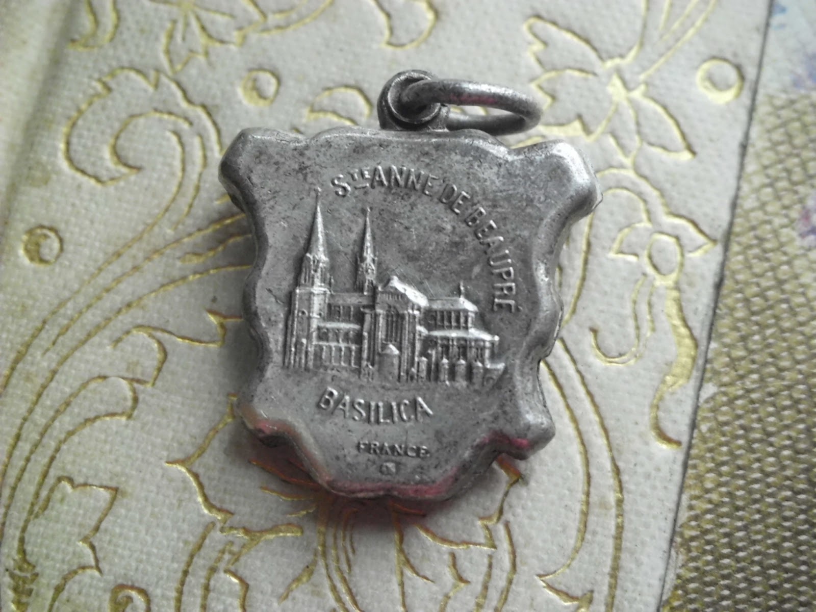 Vintage Religious Medals Vintage French St Anne de Beaupre Reliquary