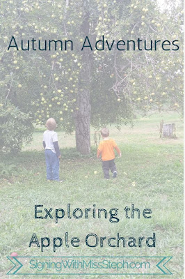 Boys standing under apple tree with title Autumn Adventures: Exploring the Apple Orchard