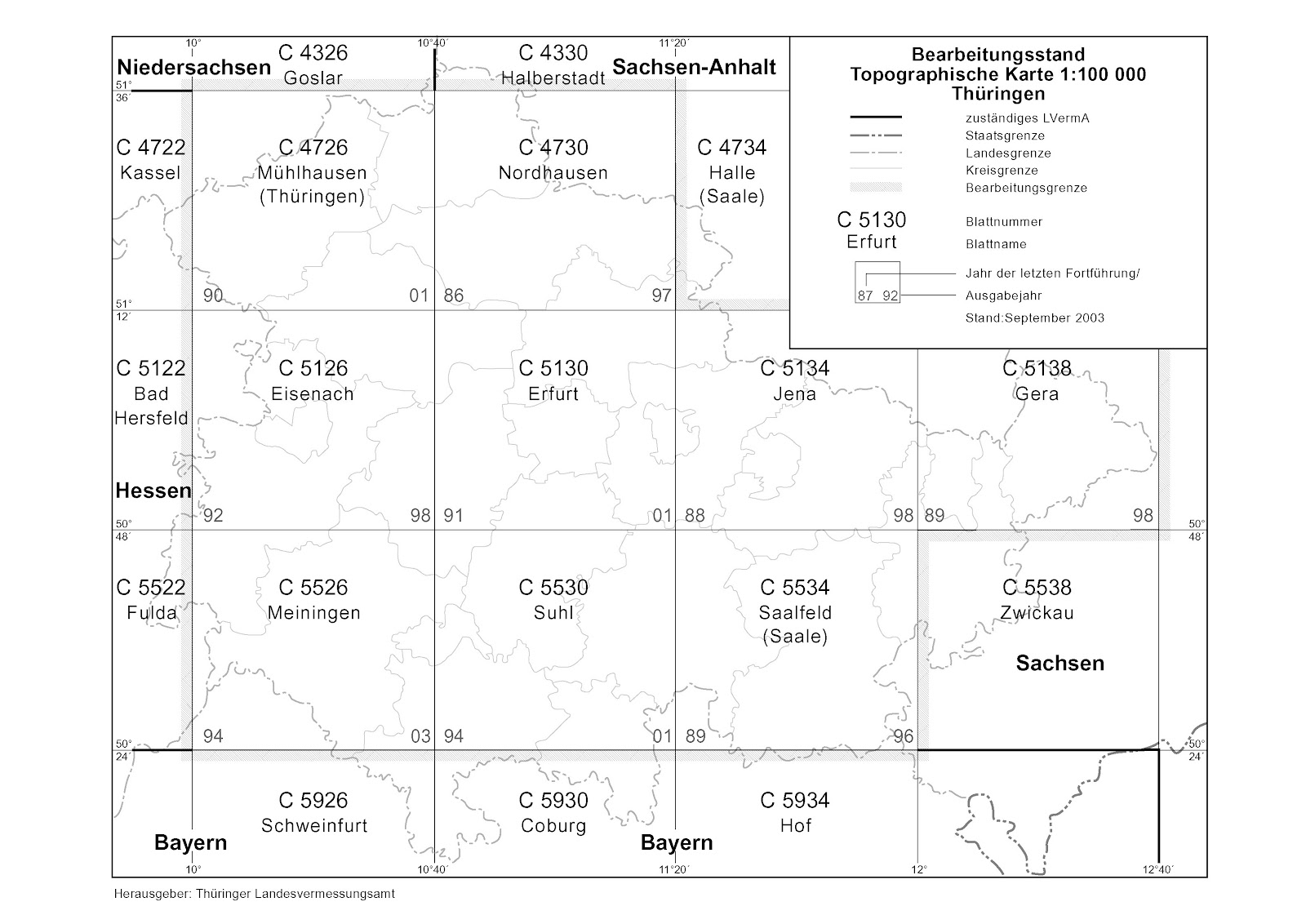 Ubersicht Thuringer Wald Blattschnitte Index