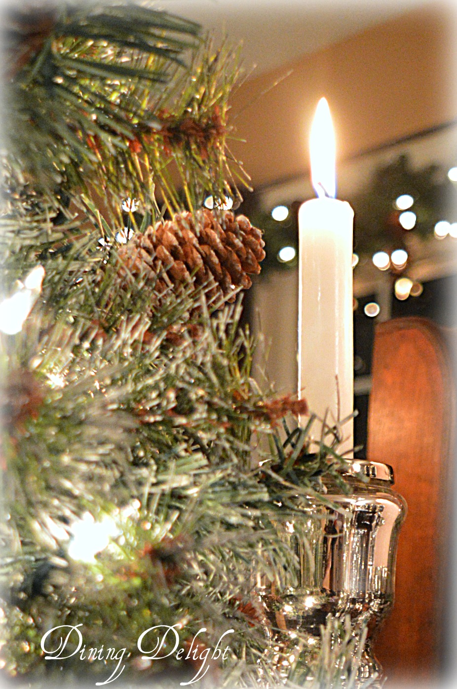 Dining Delight Pine Cones & Candles for Christmas