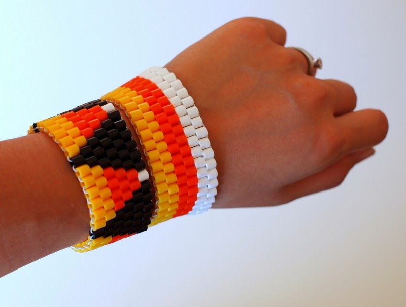 DIY Candy Corn Perler Bead Bracelet 1 Pink Stripey Socks