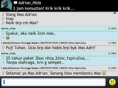 testimoni, peninggi, badan, tiens, paket, nhcp, zinc, spirulina, pria, usia, 25 tahun, naik, 2 cm