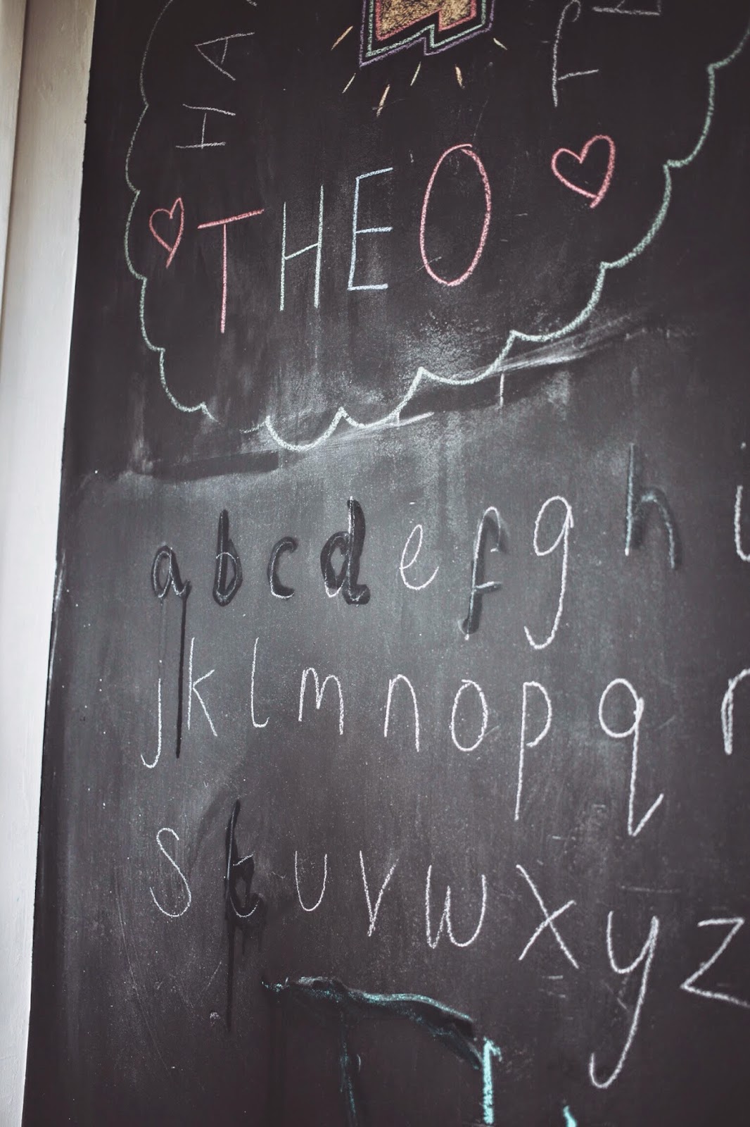 montessori at home lower case alphabet blackboard wall