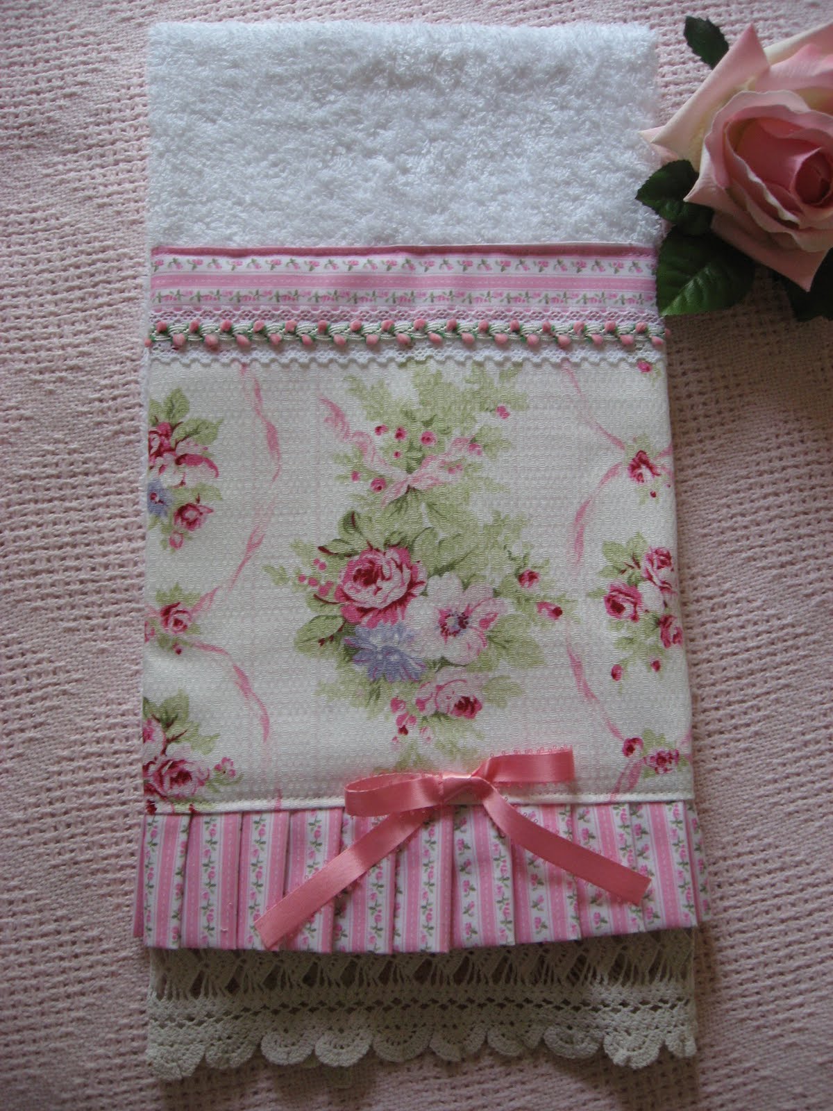 Shabby Cats and Roses New Pretty Embellished Handtowels and a Goodwill