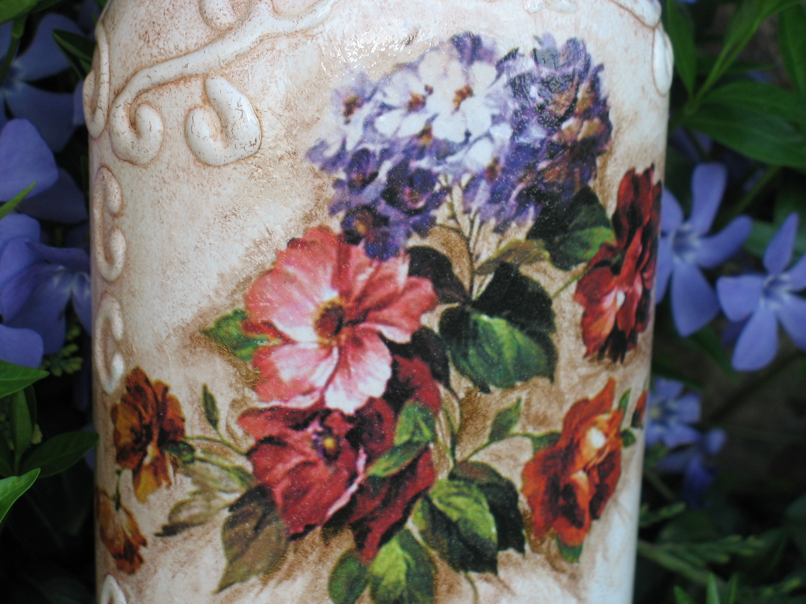 CzaryMary Butelka decoupage z reliefami