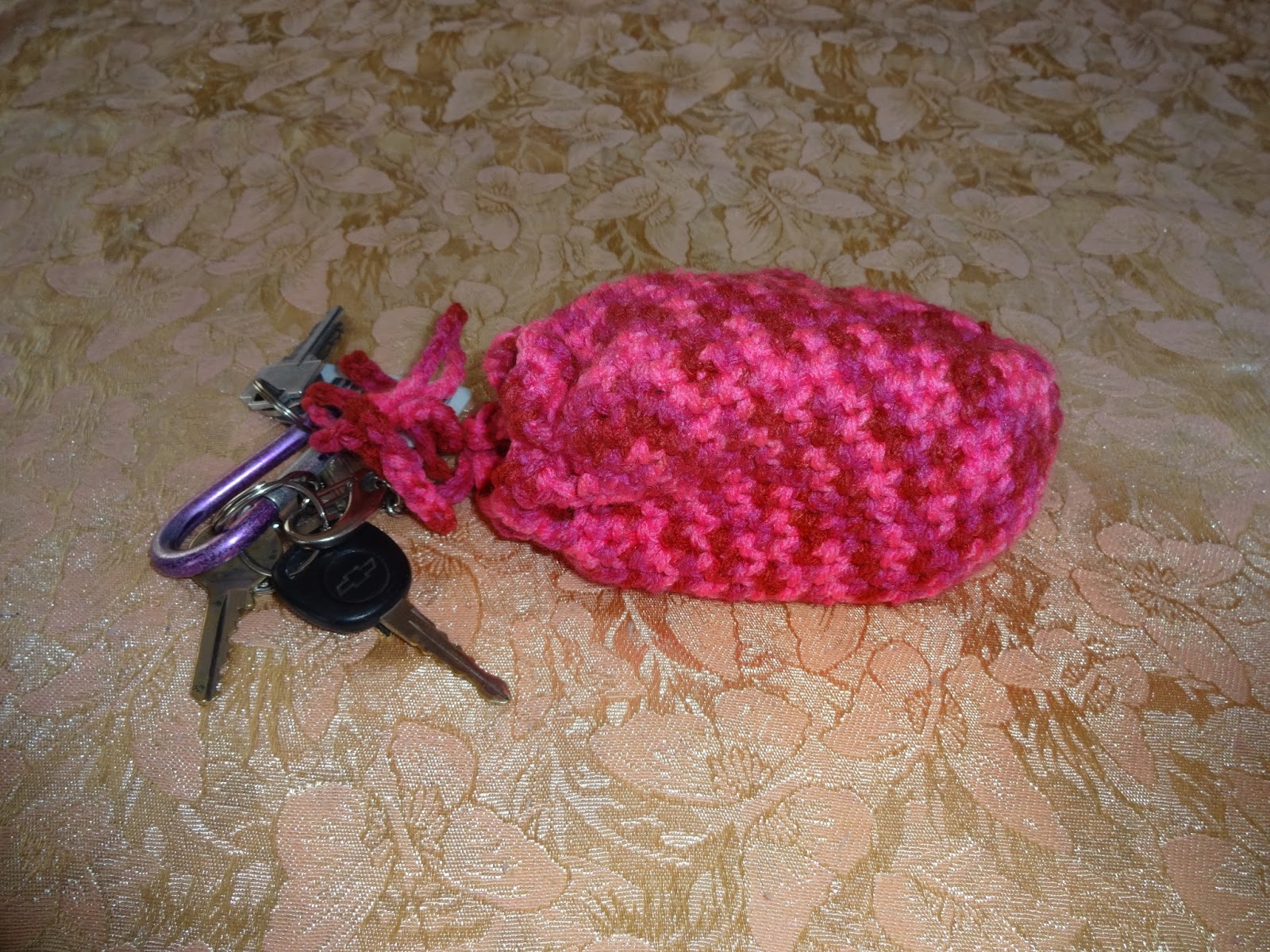 Crafty Kat Crocheted Keyring Pouch
