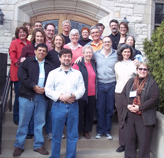 Former Presiding Bishop, Frank Griswold, with seminarians at Seabury-Western Theological Seminary.