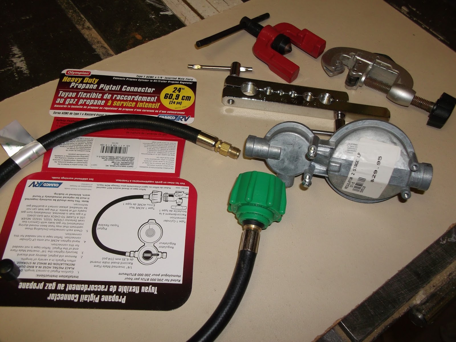 72 Boler Restoration Propane stove and fridge