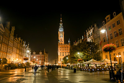 Gdansk at night. Гданськ вечером