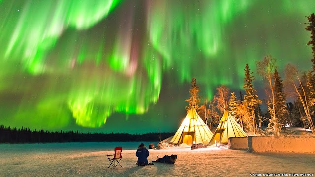 Aurora boreal cria 'show de luzes' no Canadá