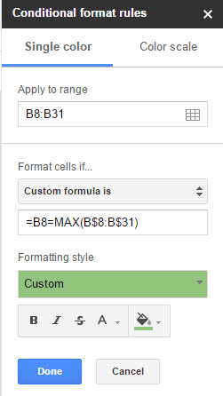 Google Sheets Conditional Formatting Color The Highest Value In A Range