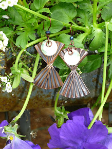 Pleated Fold and Abalone Earrings