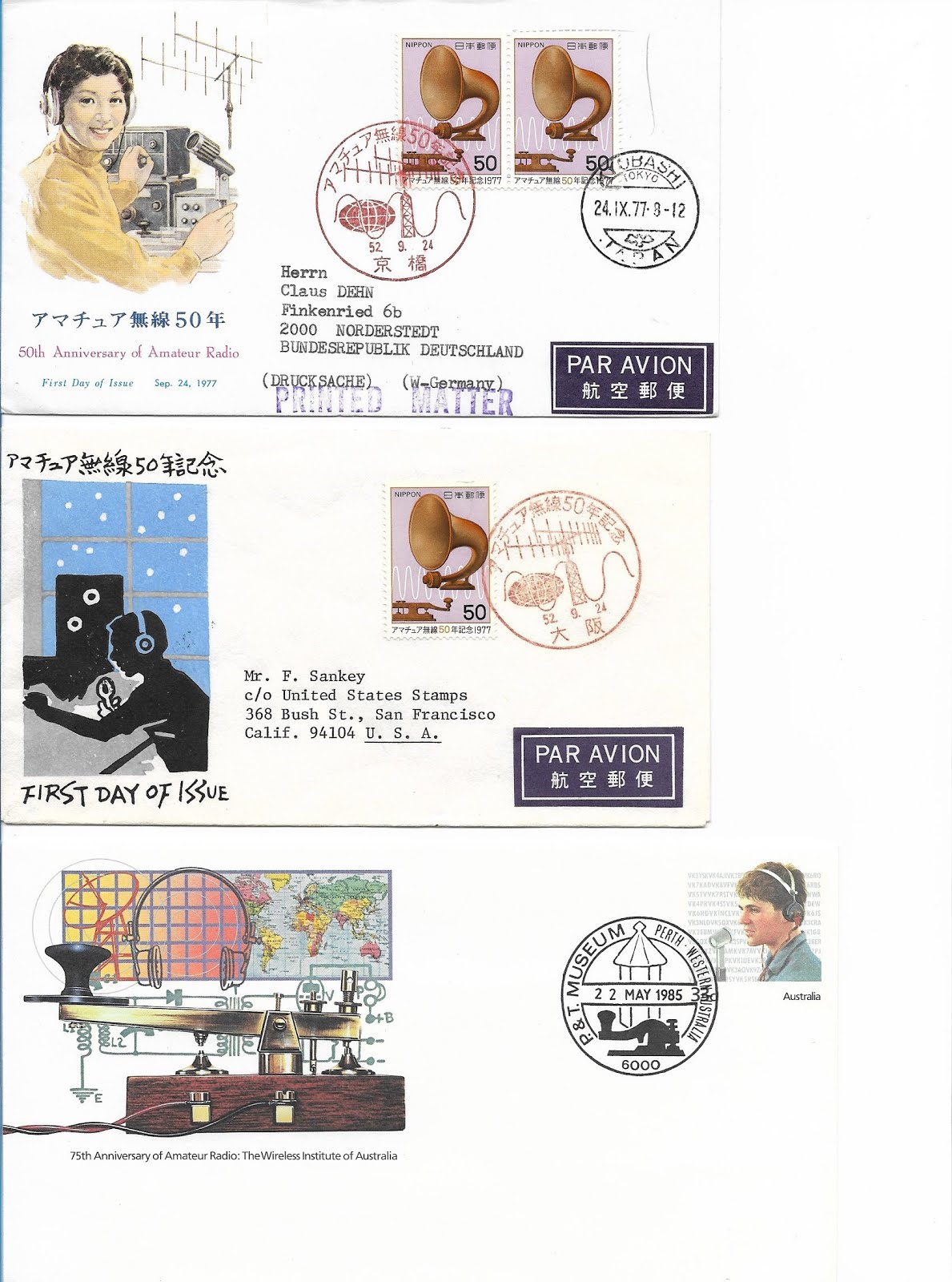 First Day Cover Stamps HAM Radio Japan and Australia