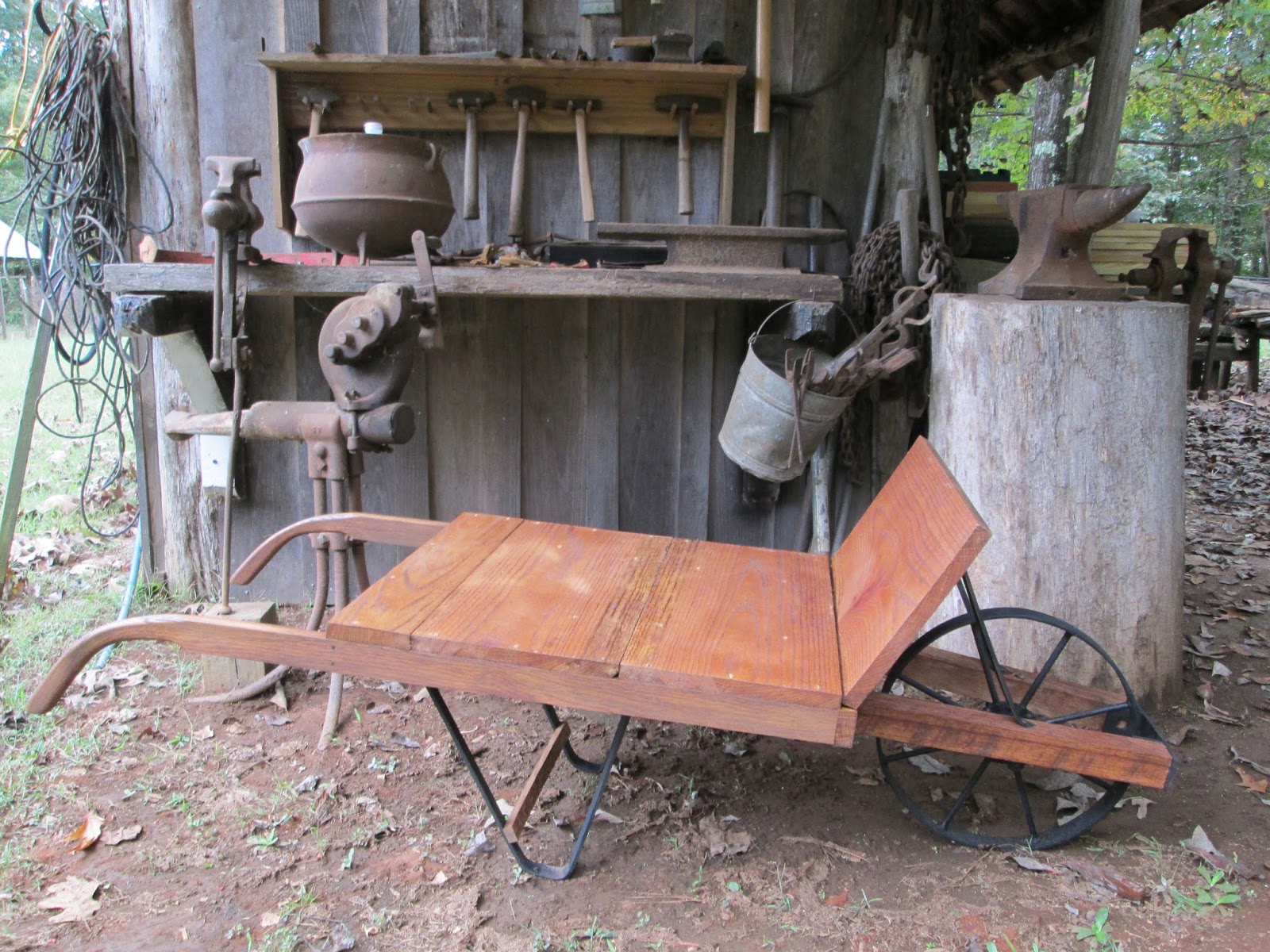 McCoy Farm and Folk Art Wooden Wheelbarrow