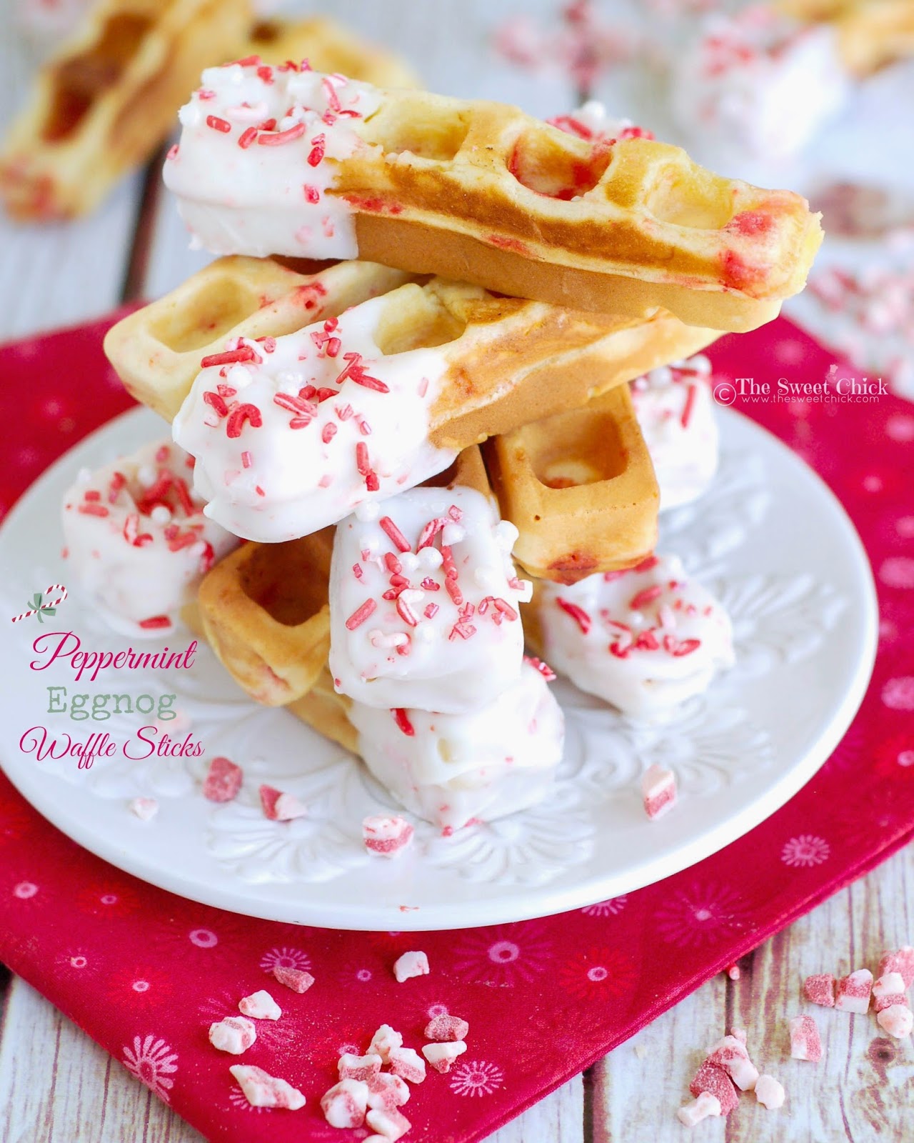 Peppermint Eggnog Waffle Sticks by The Sweet Chick