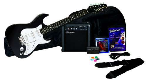 Silvertone Revolver Electric Guitar Pack, Black - SS11PK-BK