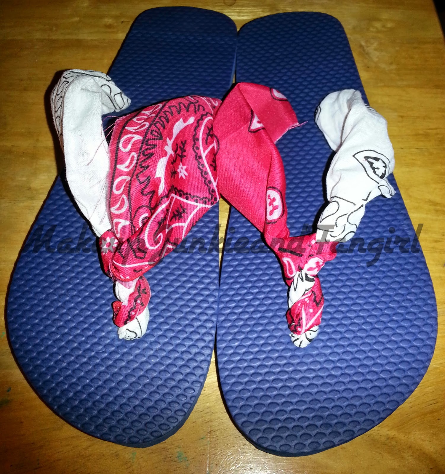 red bandana flip flops