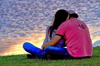 boy and girl in love near sea romantic