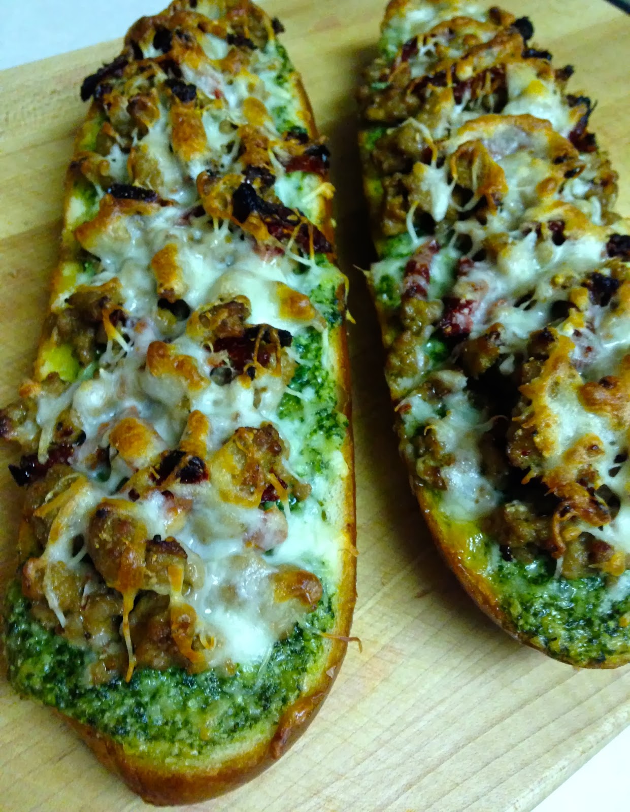 Cooking is Caring: French Bread Pizza with Italian Sausage, Pesto and ...