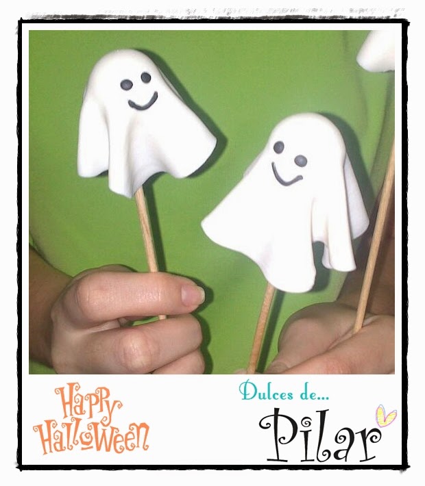 Ideas de Halloween - Fantasmas de fondant voladores - Los dulces de Pilar -  Ñam, Ñam!!!