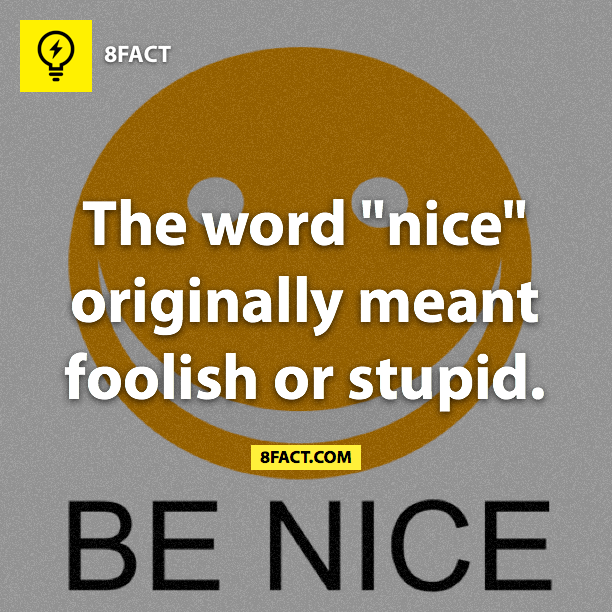 The word "nice" originally meant foolish or stupid. 8FACT