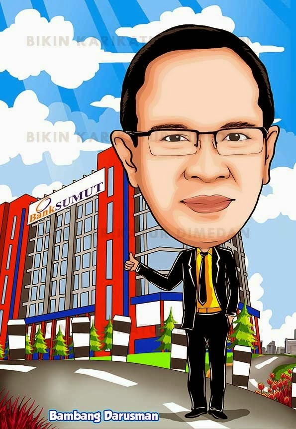 Jasa Karikatur Di Medan Karikatur Pegawai Bank Sumut