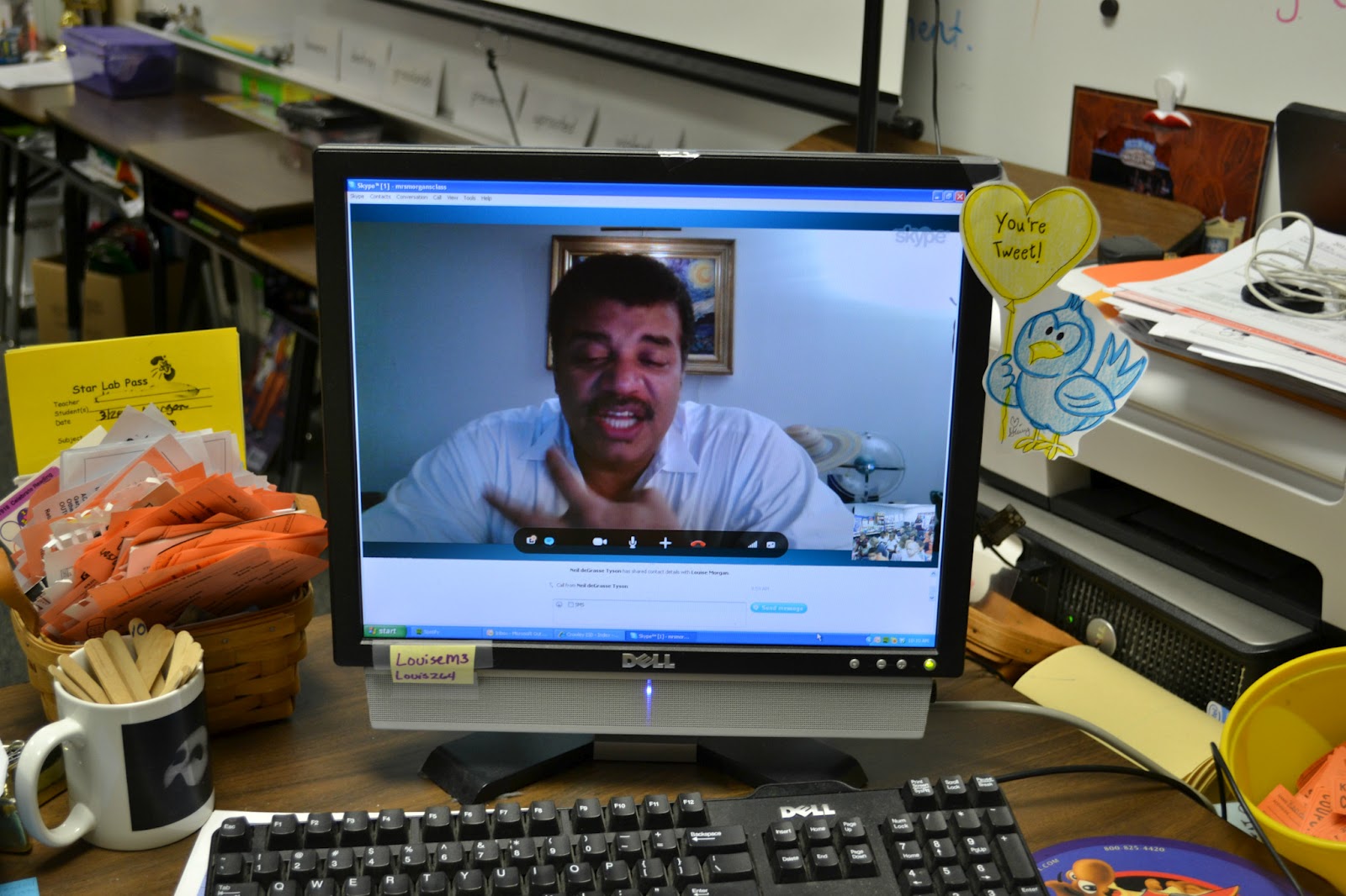 Louise Skyping with Dr. Neil DeGrasse Tyson!