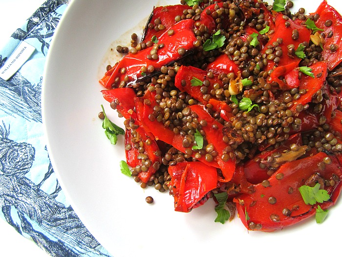 Roasted Pepper Salad w/ Lentils & Anchovies