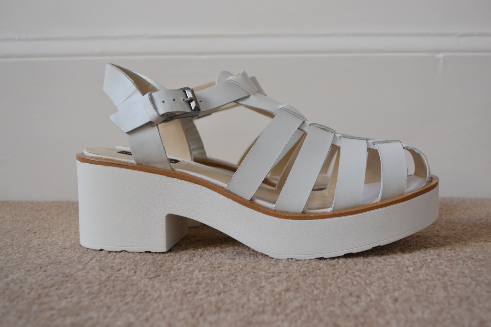 white chunky gladiator sandals