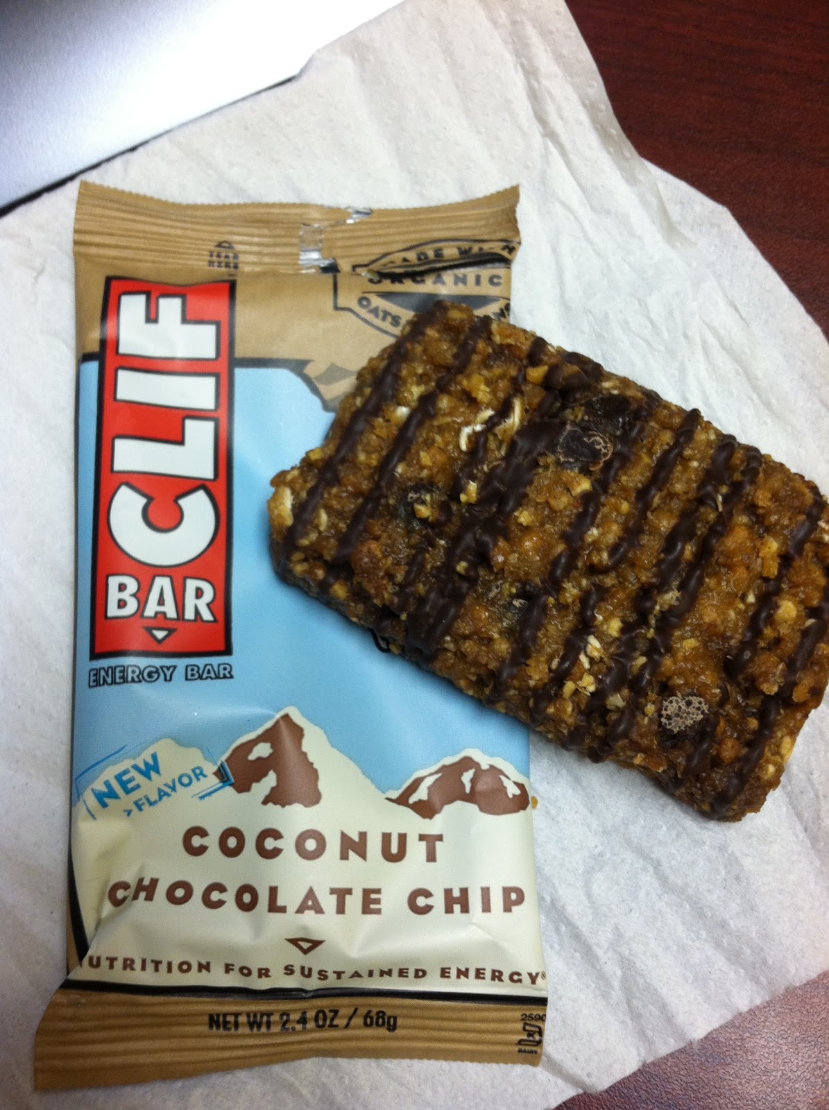 LIVE A LITTLE SUNSHINE Clif Bar Coconut Chocolate Chip = OH MY!