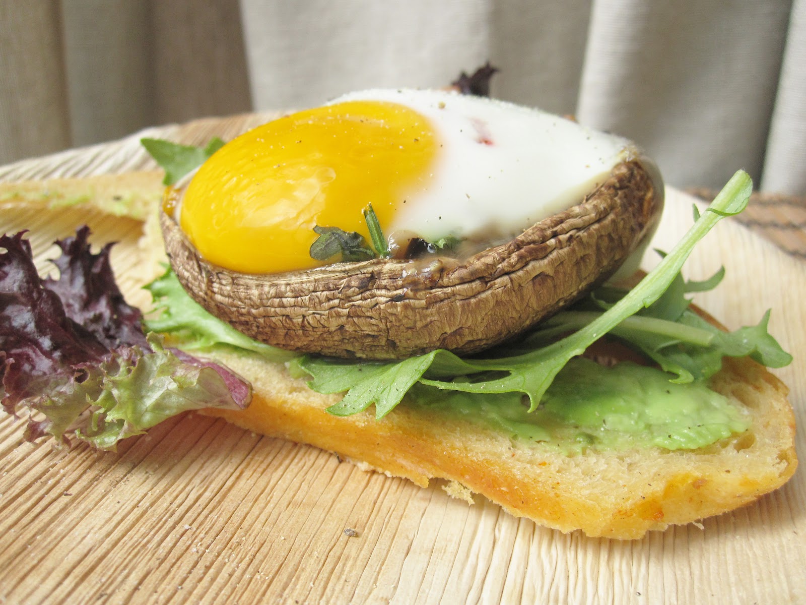 Edible biology Portobello mushroom breakfast sandwich