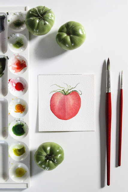 painting, 30 paintings 30 days, watercolor, daily painting, tomatoes, Anne Butera, My Giant Strawberry