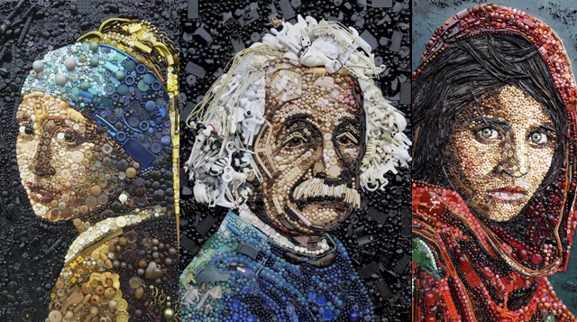 Artista usa cientos de objetos encontrados para recrear pinturas emblemáticas y retratos