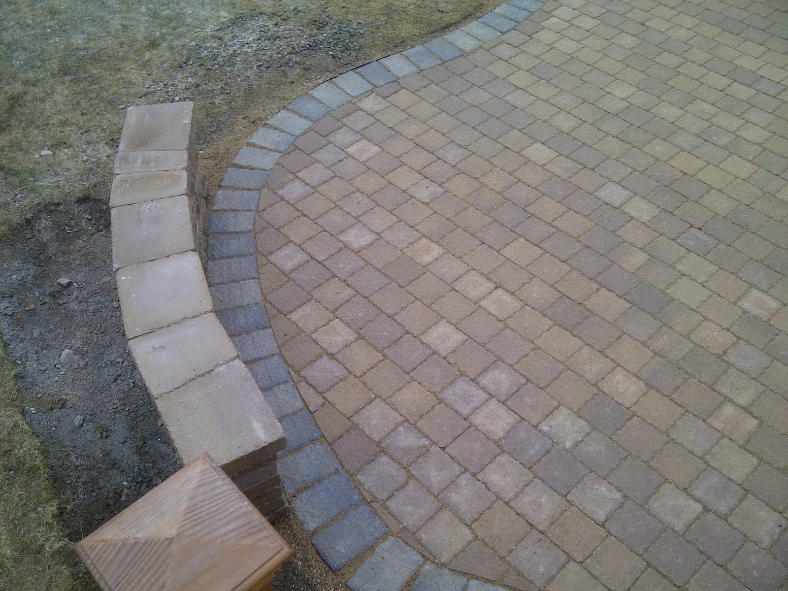 Wakefield, MA Patio and Sitting Wall Before/After Jeff's Landscape Inc.
