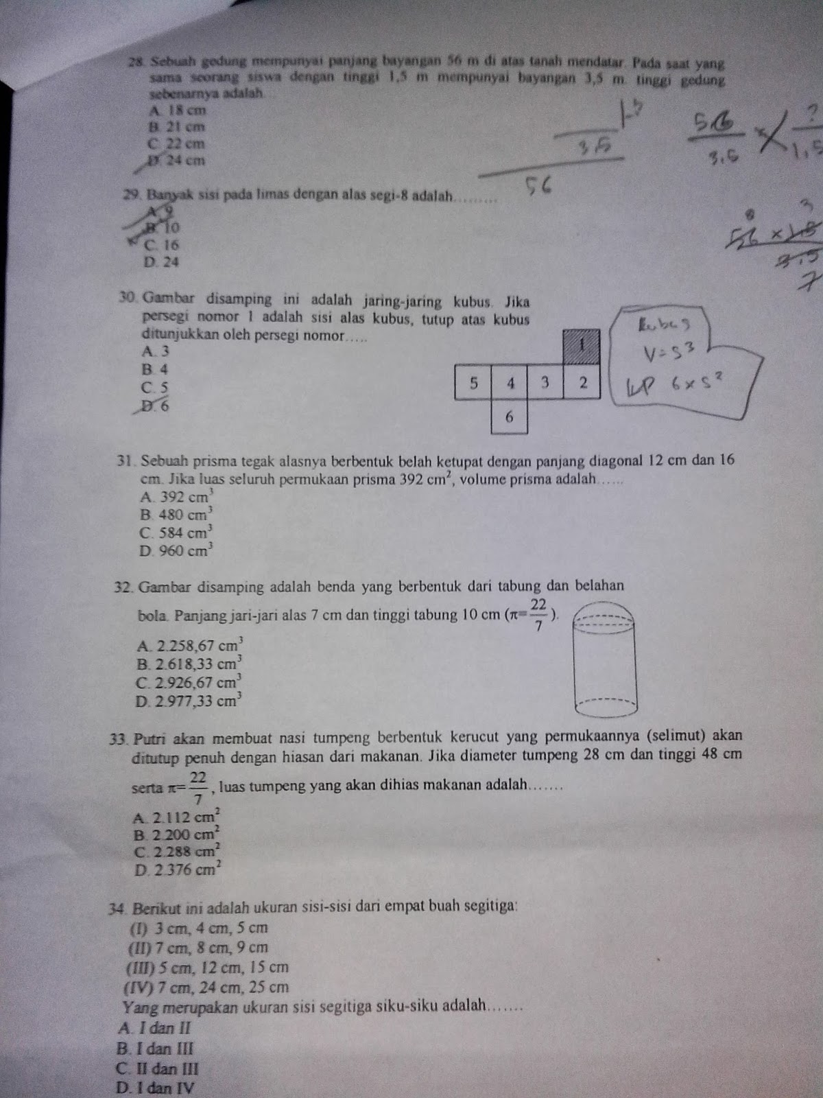 Berikut Ini Adalah Ukuran Sisi Sisi Dari Empat Buah Segitiga Berbagai Ukuran