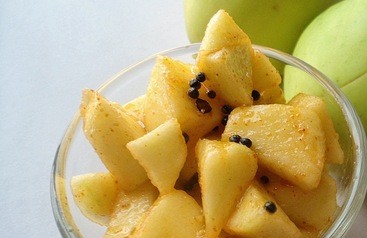 Babi 's Recipes Green apple pickle Instant pickle Spiced green apple