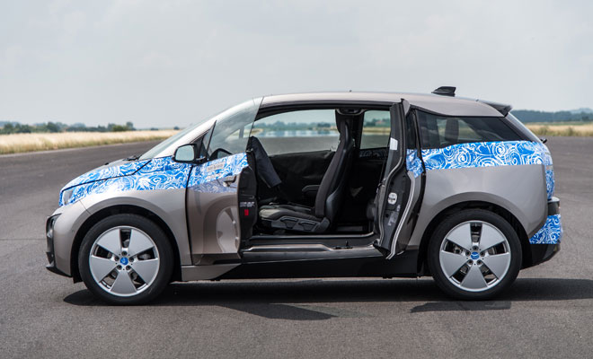 BMW i3 in light disguise - side view doors open