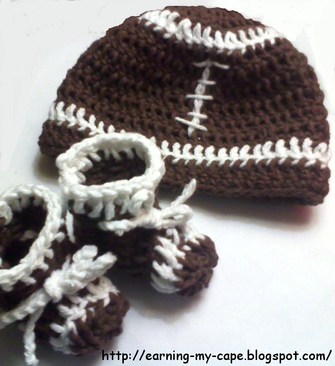 Earning-My-Cape: Newborn Football Hat and Booties Set ...