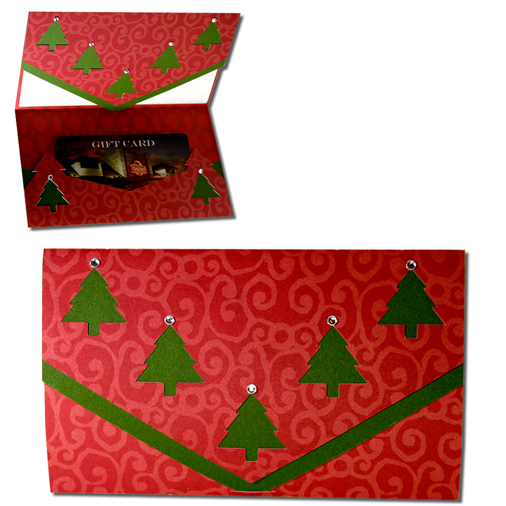 jmrush designs christmas tree tri fold gift card holder