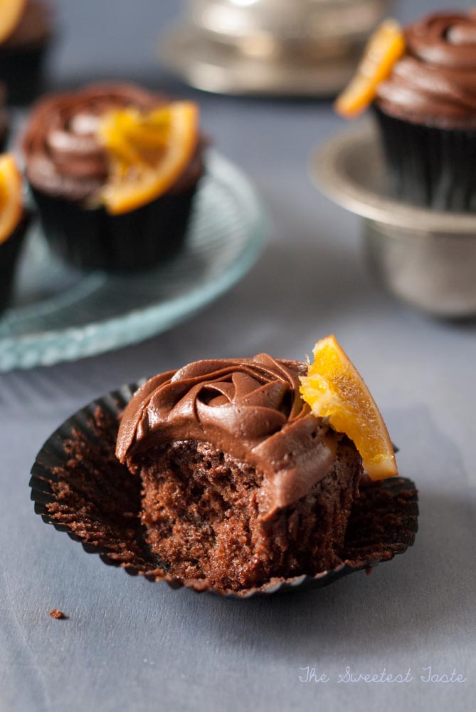 Cupcakes de chocolate y naranja confitada