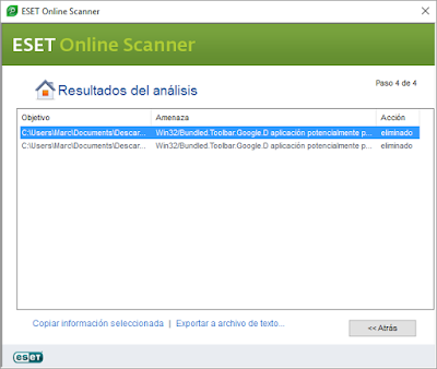 Resultados de amenazas obtenidas Resultados de amenazas obtenidas