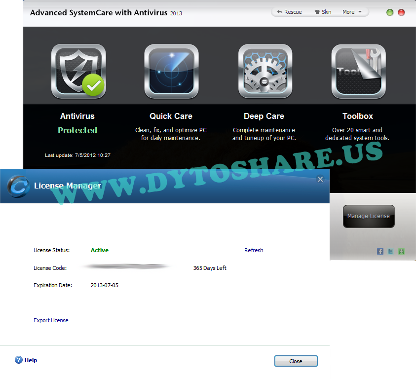 Advanced Systemcare With Antivirus 2013 License Key Code