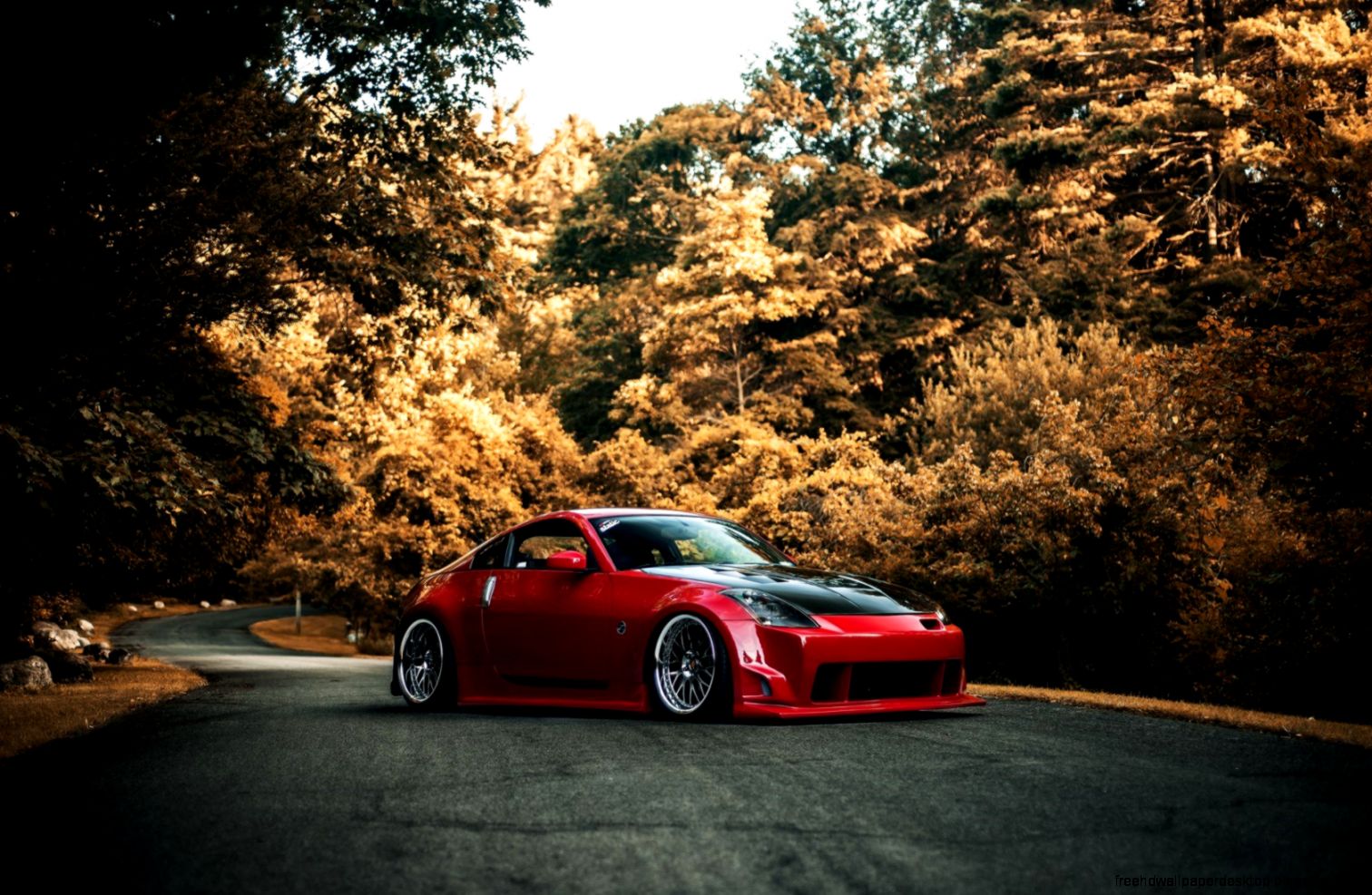 Nissan 350Z Red Car Tuning Road Autumn HD Wallpaper FreeWallsUp Nissan 350Z Red Car Tuning Road Autumn HD Wallpaper FreeWallsUp