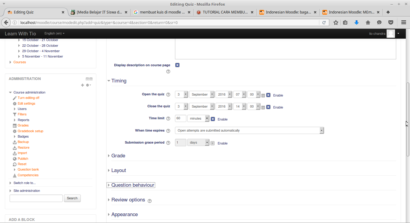 Cara membuat Kuis/Quiz di Moodle Emas yang Hilang