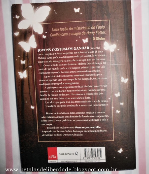 Contracapa do livro A Fada, Carolina Munhóz, Fantasy - Casa da Palavra Contracapa do livro A Fada, Carolina Munhóz, Fantasy - Casa da Palavra, sinopse, resumo