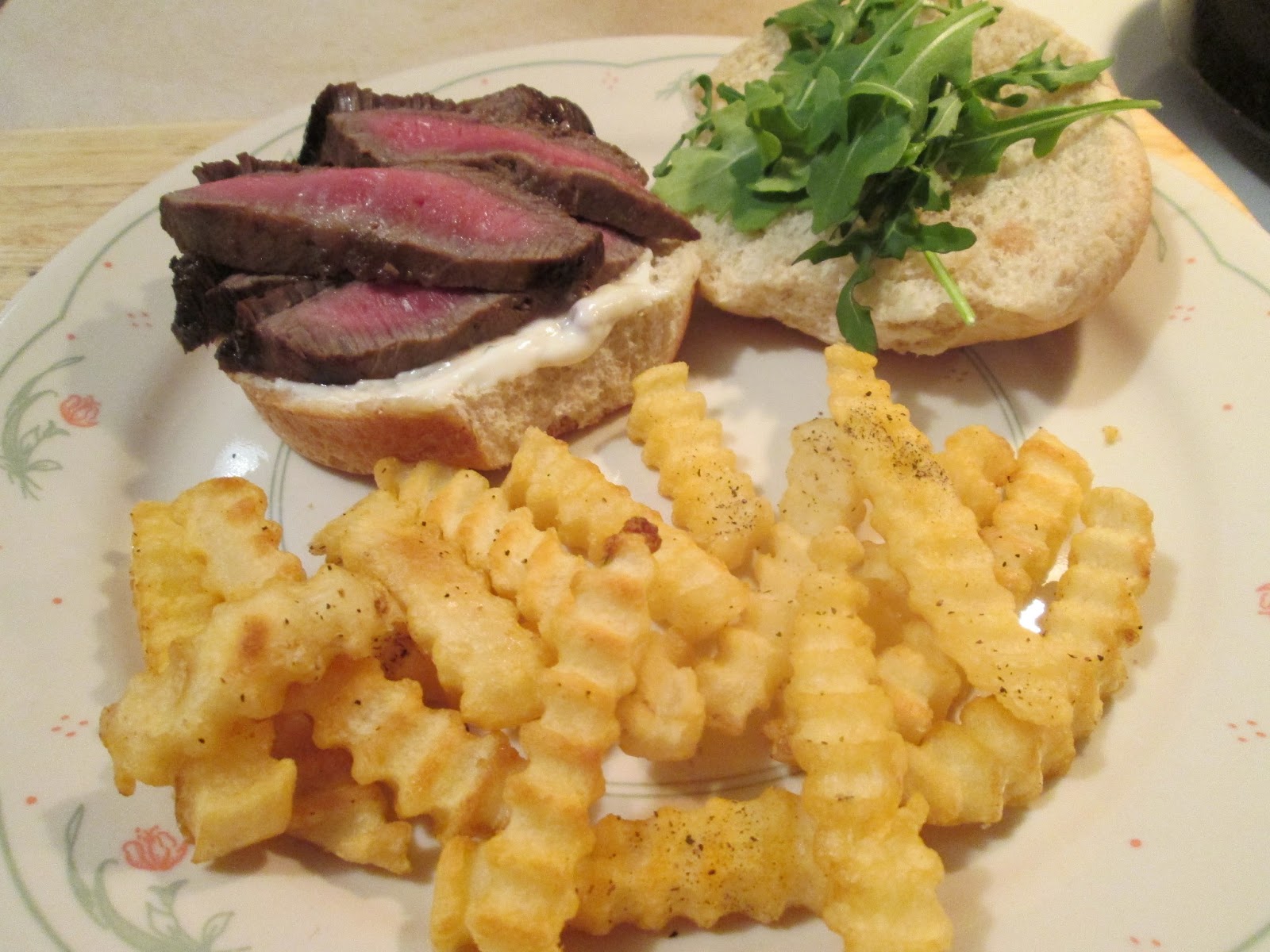 Diab2Cook Grilled Marinated Flat Iron Steak Sandwich w/ Baked Crinkle