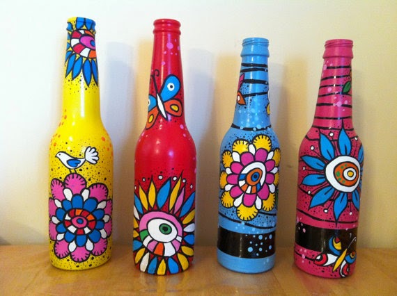 Recycle craft; decorative painted bottle ideas
